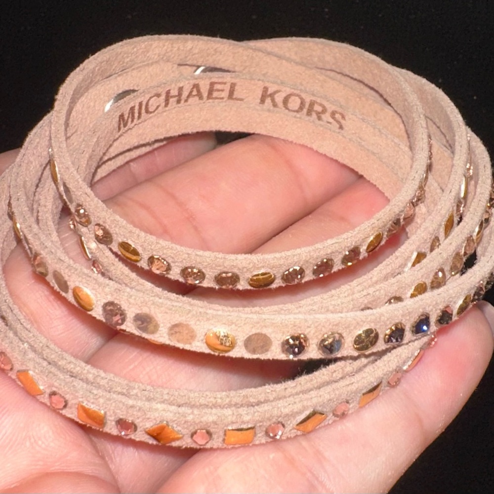 Michael Kors Beige Studded Wrap Belt